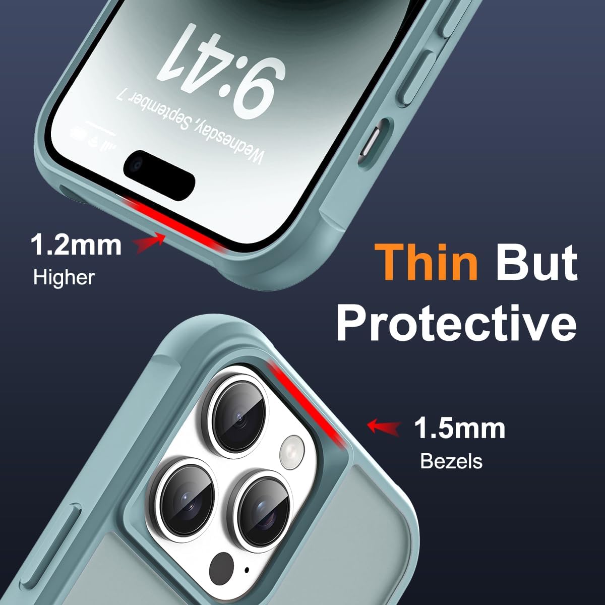 Compatible with iPhone 14 Pro Case with Invisible Magnetic O-Ring Stand Military-Grade Translucent Case for iPhone 14 Pro 6.1" [Compatible with Mag-Safe][Great Grip Feeling], Blue - Image 6