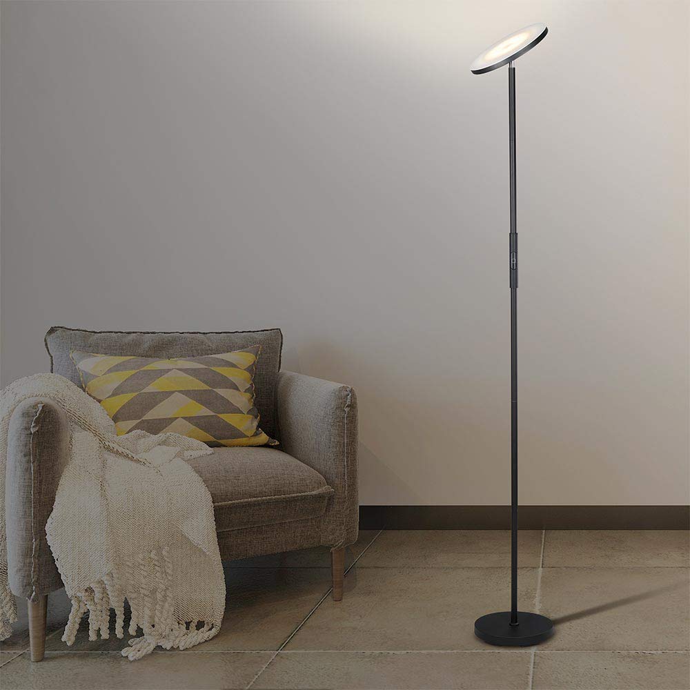 BAKAJI Lampada Piantana da terra a LED ad Alta Luminosità 30W 2500 Lumen Luce Dimmerabile Colorazione Regolabile Accensione Gestione Touch o Telecomando Design Moderno 175cm in Metallo Nero