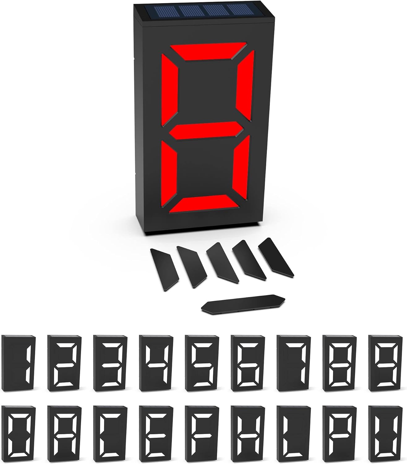 Solar House Numbers Sign Solar Powered Address Plaque for Outside, DIY