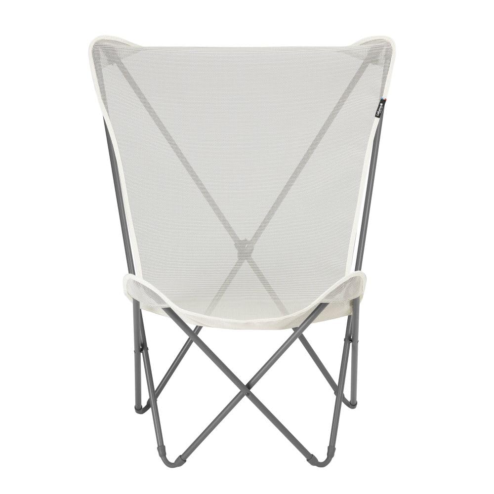 Lafuma MOBILIER - Fauteuil Papillon Pliant Pop UP - Toile Batyline Résistante et Amovible - Chaise Extérieure, Terrasse, Salon et Jardin 1 Position - Tout Confort, Fabriqué en France - Beige SEIGLE | Fabriqué en FRANCE - Garantie 5 ans - Beige - Léger et