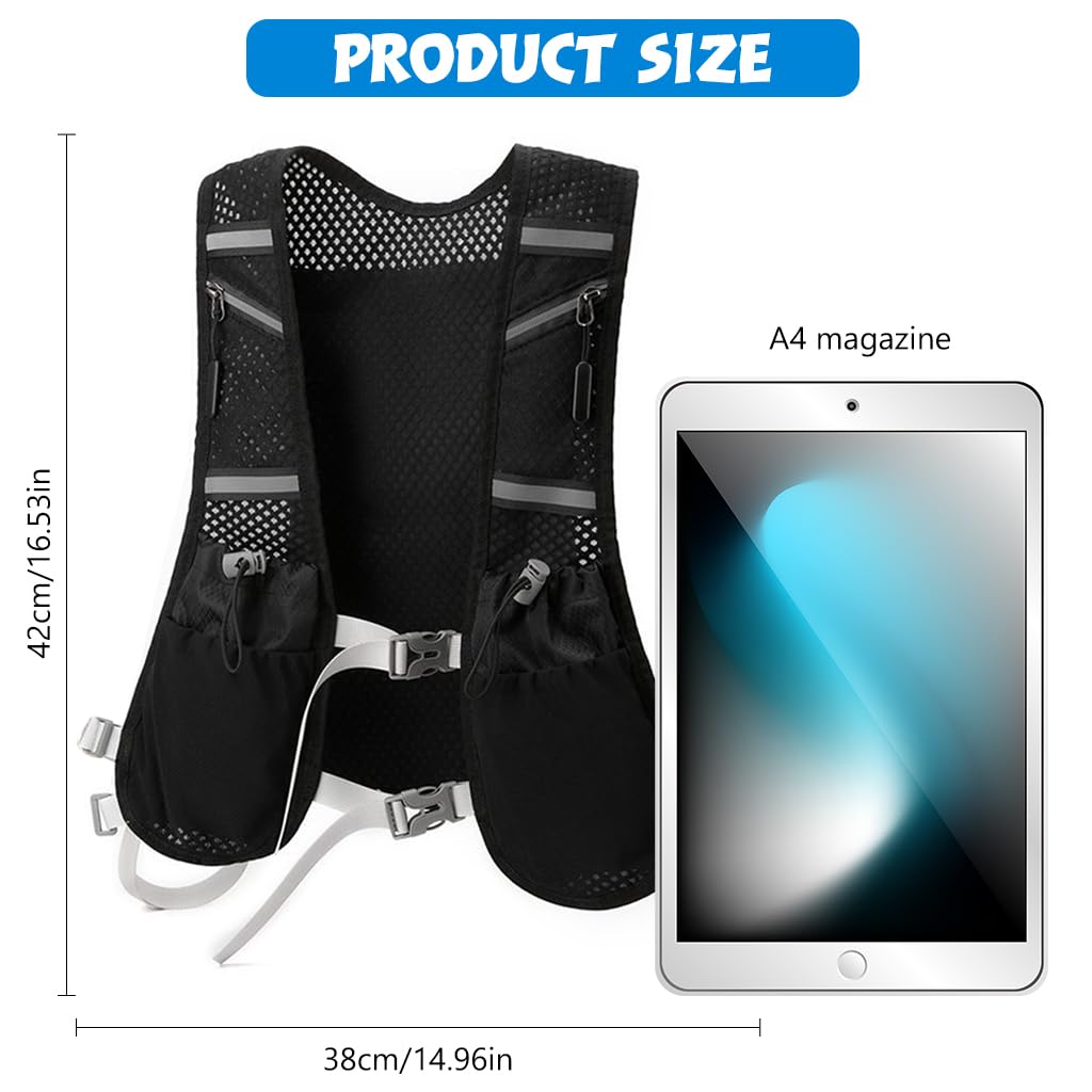 Breathable Running Phone Holder Running Vest With 500ml Hydration Bottle - Reflective Chest Pack For Men & Women Hydration Running Pack