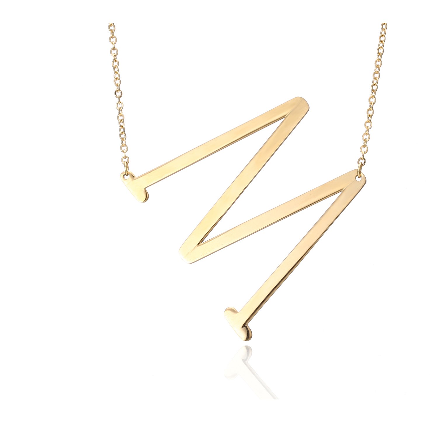 RINHOO Stainless Steel Gold Initial Alphabet 26 Letters Script Name Pendant Chain Necklace from A-Z(M)