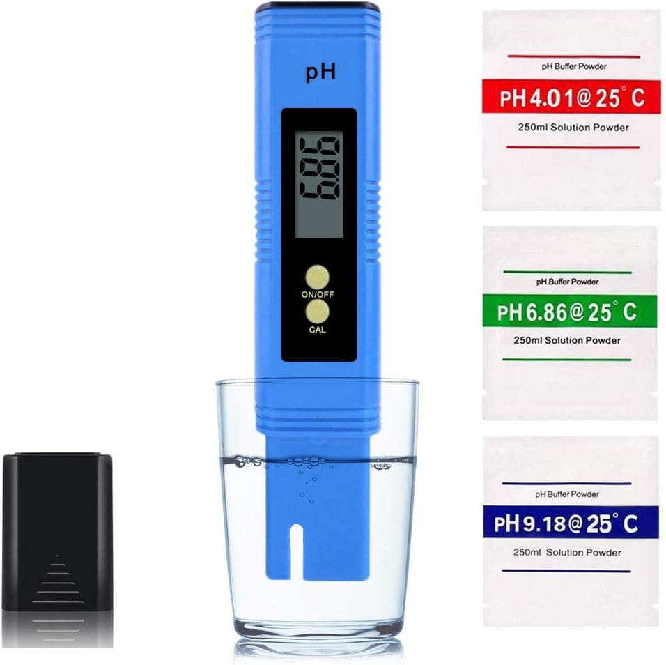 Digital PH Meter, PH Tester ProfessionalHigh Accuracy Water Quality Tester with 0-14 PH Measurement Range, for Aquarium, Pool, Drinking Water, Indoor/Outdoor Use,3 pH Buffer Packets Calibration