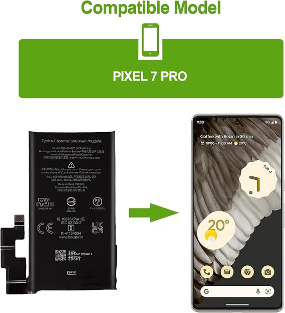 2024 New Replacement Battery GMF5Z Compatible with Google Pixel 7 PRO with Tools