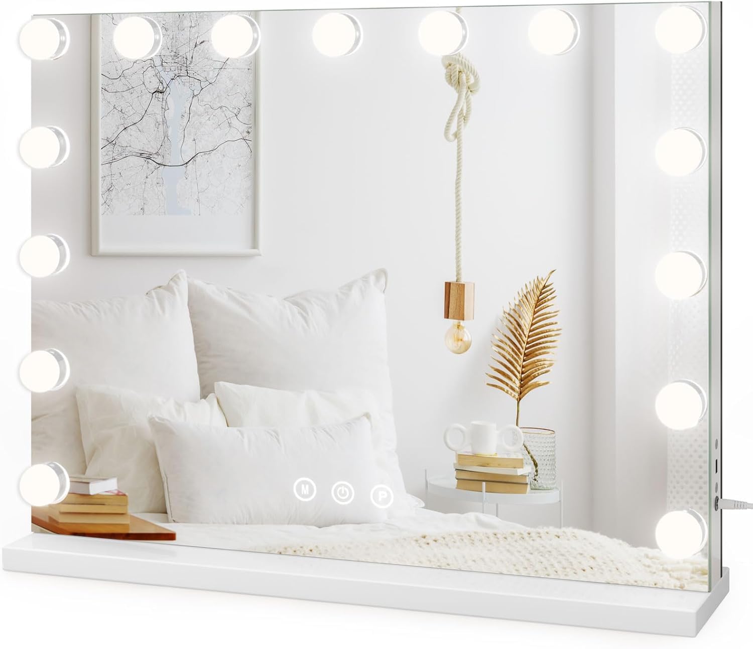 Dripex Espejo Maquillaje con Luz Grande 58x45 cm LED Dimmable 3 Colores 10X Aumento Puerto USB