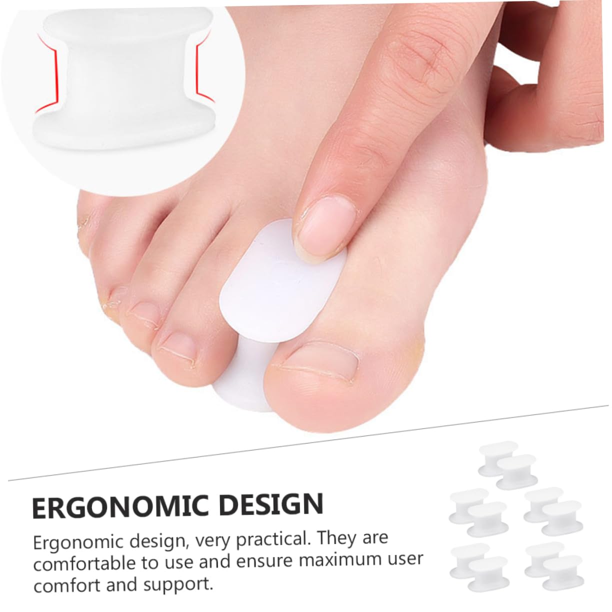 SHERCHPRY 10pairs Big Toe Separator Practical Bunion Straightener for Hallux Overlapping Toes Comfortable White Isolation Pads to Friction