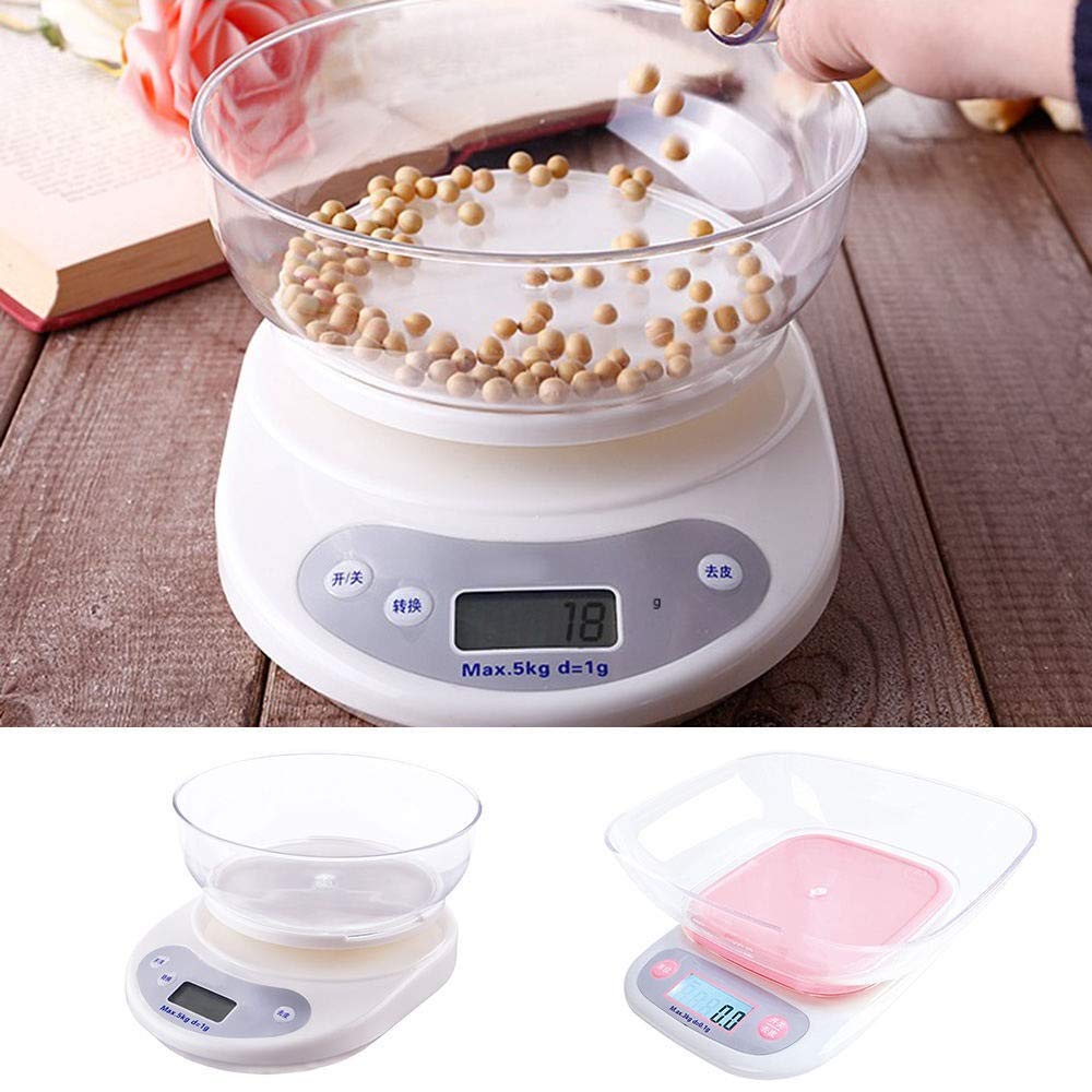 Báscula Digital de Cocina de 5 kg, electrónica para el hogar, para Pesar Alimentos, de sobremesa, de Alta precisión y con medición precisa (Marfil, 3 kg)