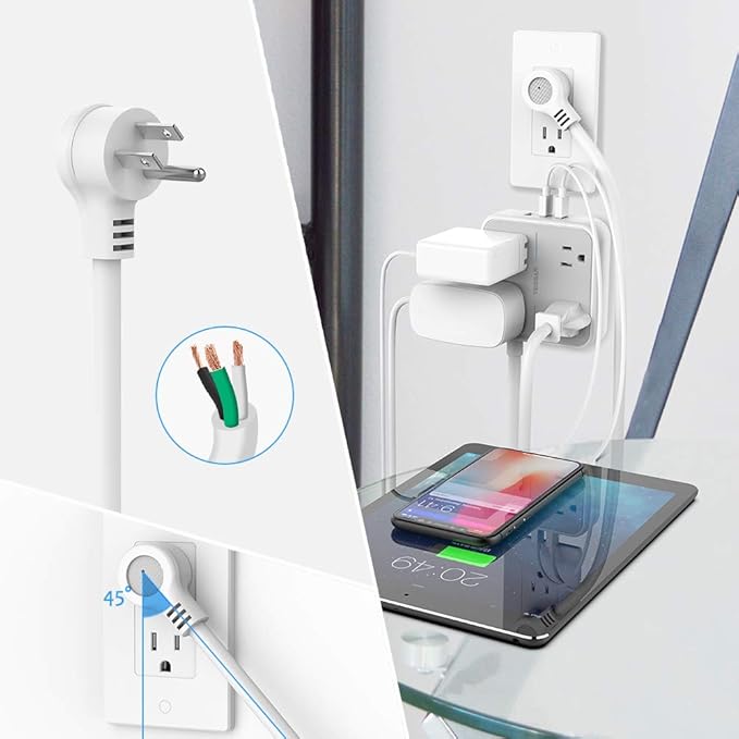 This power strip also features two built-in USB ports, eliminating the need for bulky wall adapters and allowing you to charge your USB-enabled devices directly. Whether it's your smartphone, tablet, digital camera, or any other USB-powered gadget, the TESSAN power strip has got you covered.