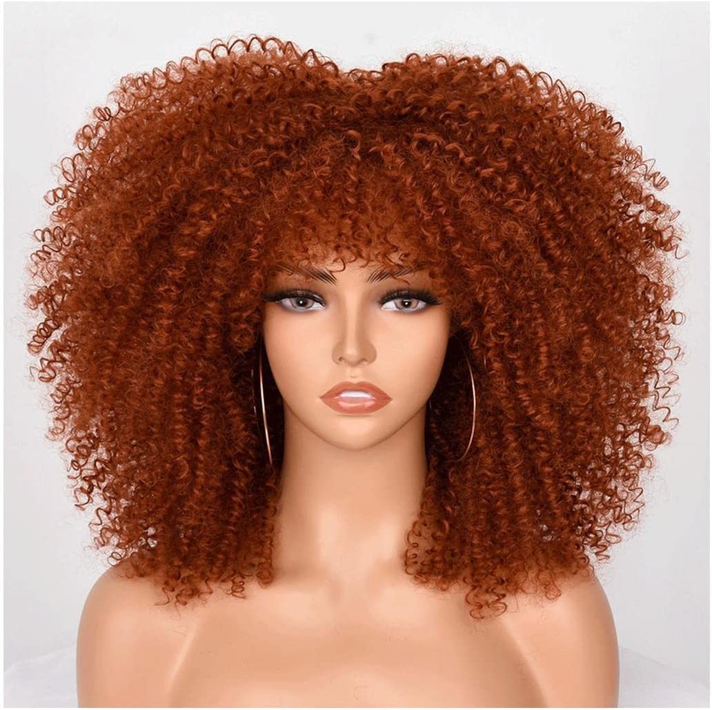 parrucca realistica Parrucca Da Donna Capelli Corti Ricci Stile Africano Parrucca Con Frangetta Per Donne Nere Parrucca Riccia Riccia 14 Pollici/35 Cm Parrucca Da Gioco Di Ruolo eleganza naturale
