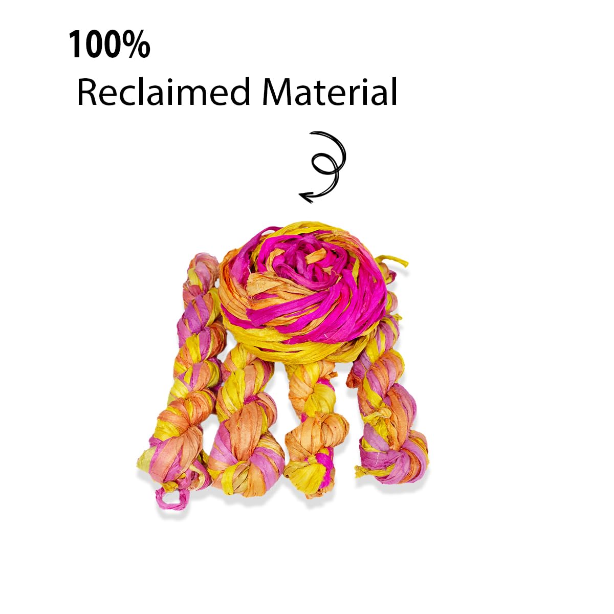 Sari Silk Ribbon Yarn - Super Bulky Vintage Recycled Silk | 30+ Yards For Knitting & Crochet