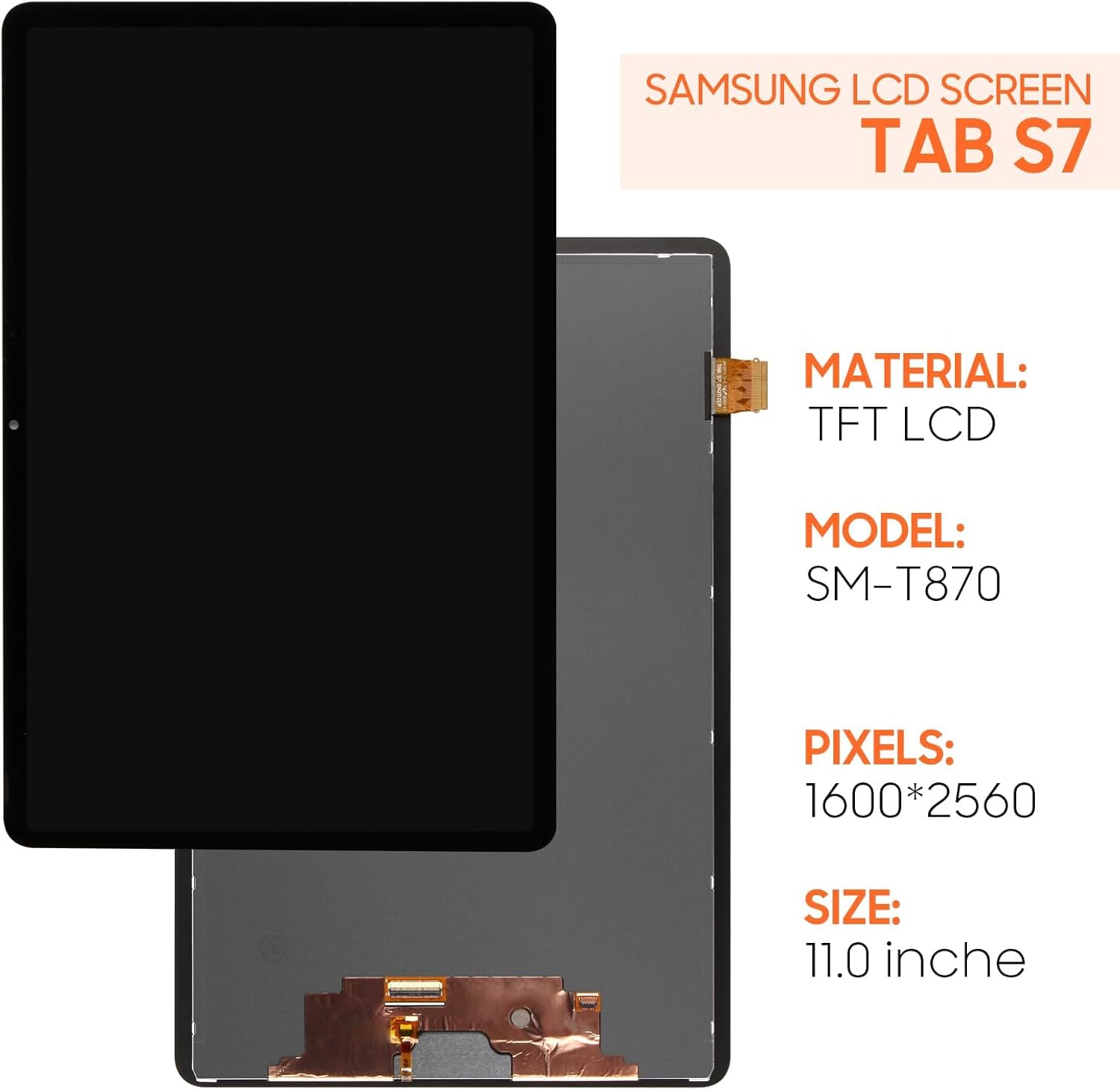 Screen Replacement for Samsung Galaxy Tab S7 SM-T870 SM-T875 SM-T876B LCD Display Touch Screen Digitizer Full Assembly,with Tools(Black)