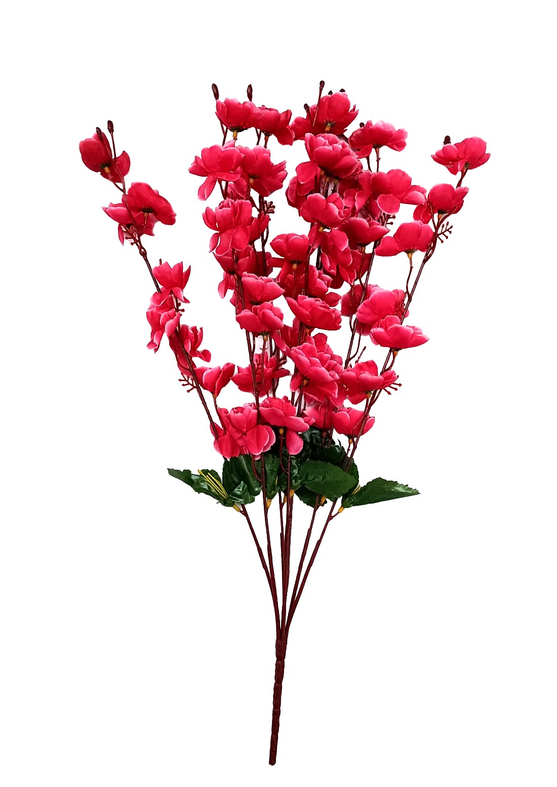 Artificial Flowers Cherry Blossom | Orchid Stick Bunch for Vase Home Theme Party Garden Office Festival Decor (Dark Pink, 1)