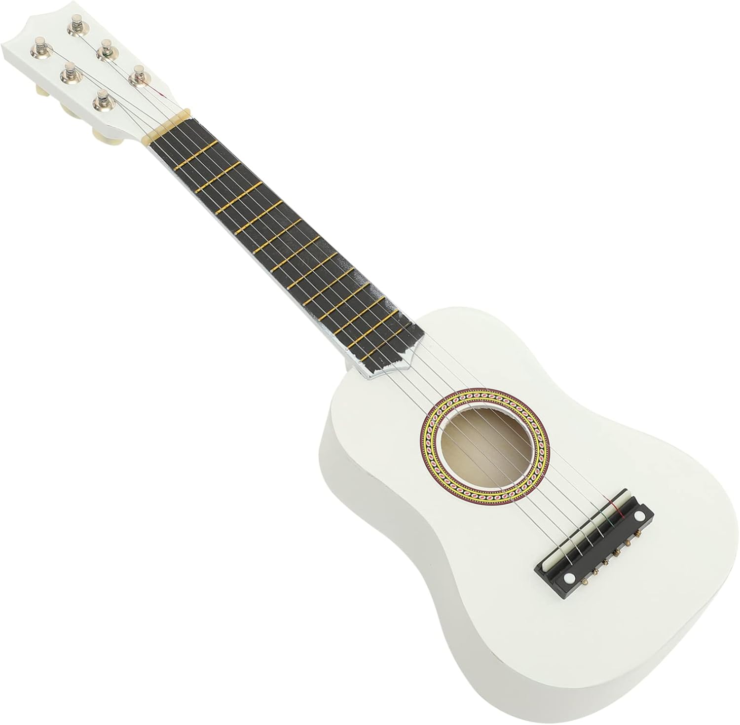 Ciieeo 21 Acoustic Guitars Small Guitar Classical Acoustic Guitar with Pick String for Beginners Kids Adult Musical Instrument(White),14ZI1812MUUIS1,53.5 * 17.5 * 6cm