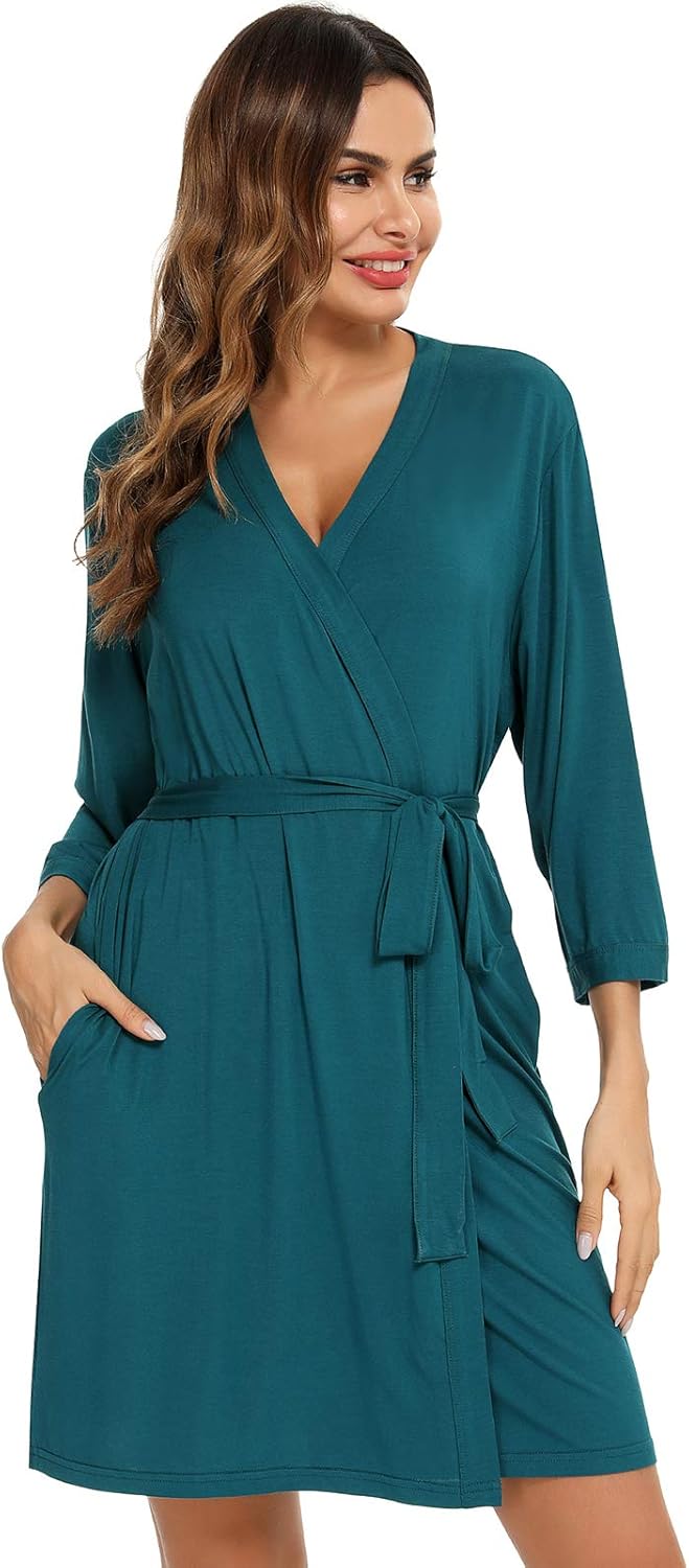 [FIDEMM] 女性用モーダルパジャマ着物ドレッシングガウン3/4スリーブバスローブサウナローブソフトパジャマ