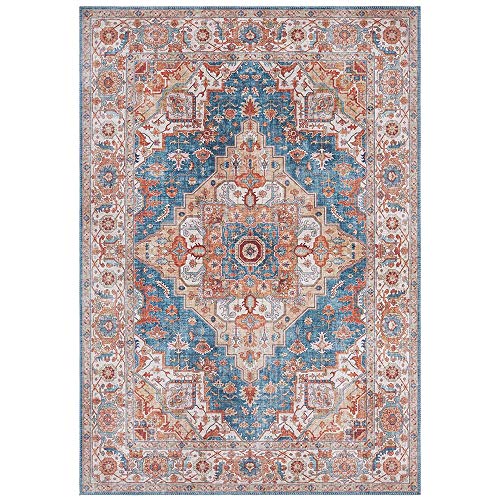 Nouristan Sylla Tapis Vintage Oriental, Bleu Jeans, 80x200 cm