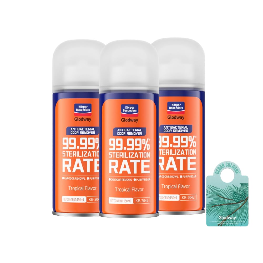 Glodway Whole Car Air Refresher,Odor Eliminator Remover Spray For Car,Tropical Flavor Strong Freshener With Odour Eliminator Technology,Long-Lasting Scent,6 Ounce(Pack of 3)