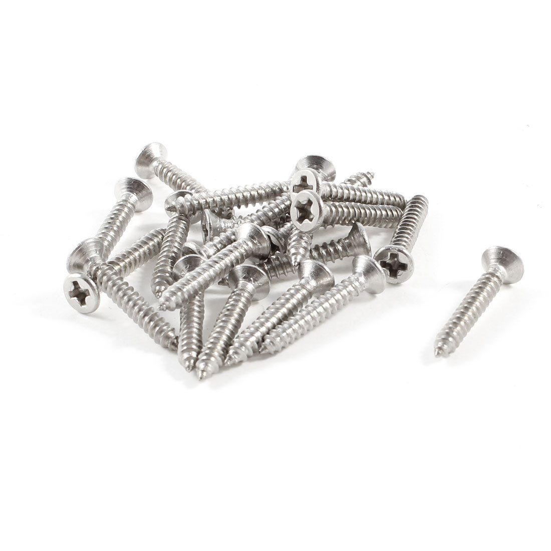 Sourcingmap 20mm x 3mm Thread Diameter Stainless Steel Crosshead Self Tapping Screw 20Pcs
