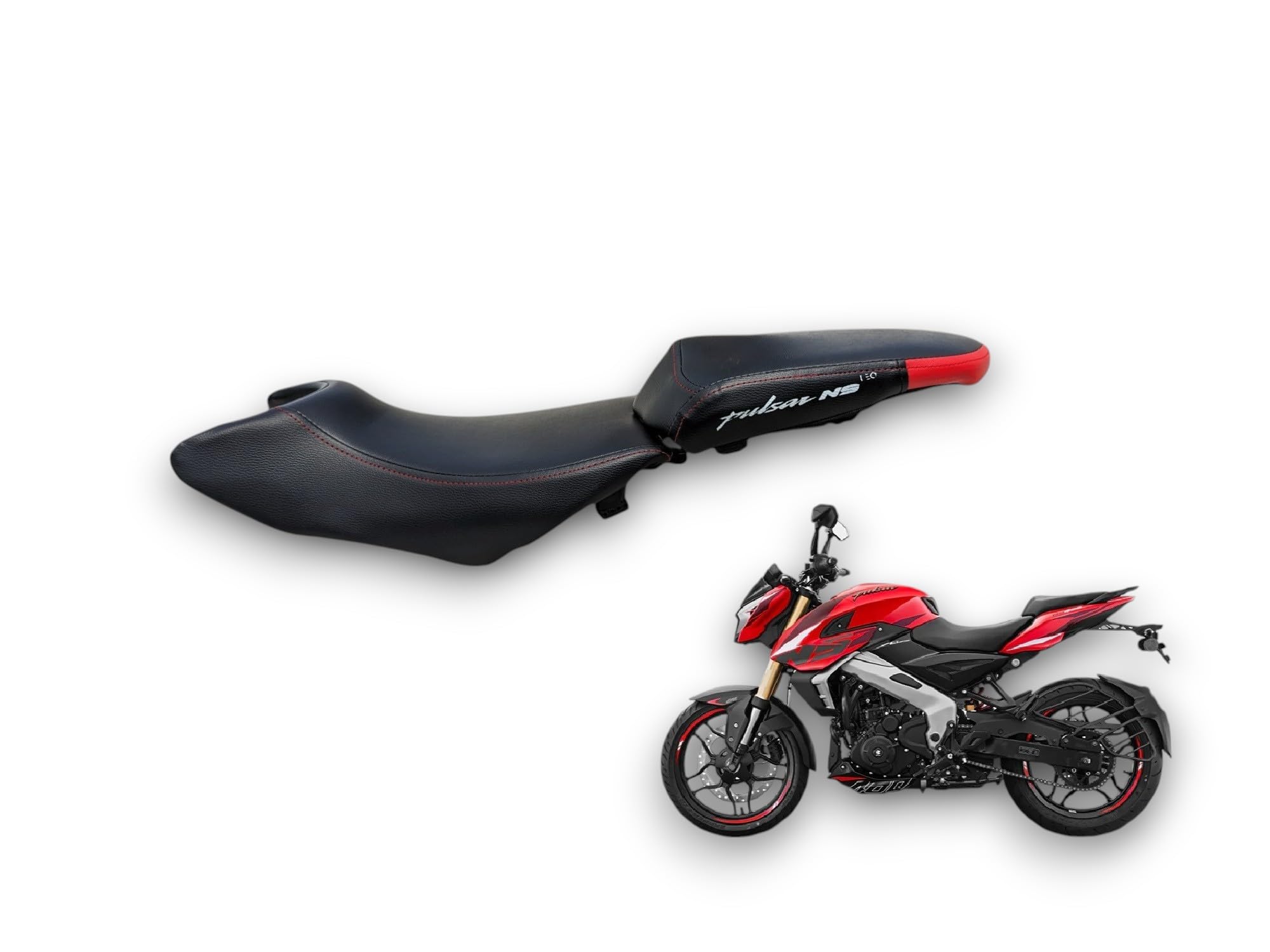 Pulsar Ns 125/160/200 Faux Leather Bike Seat Cover, Red-image-47