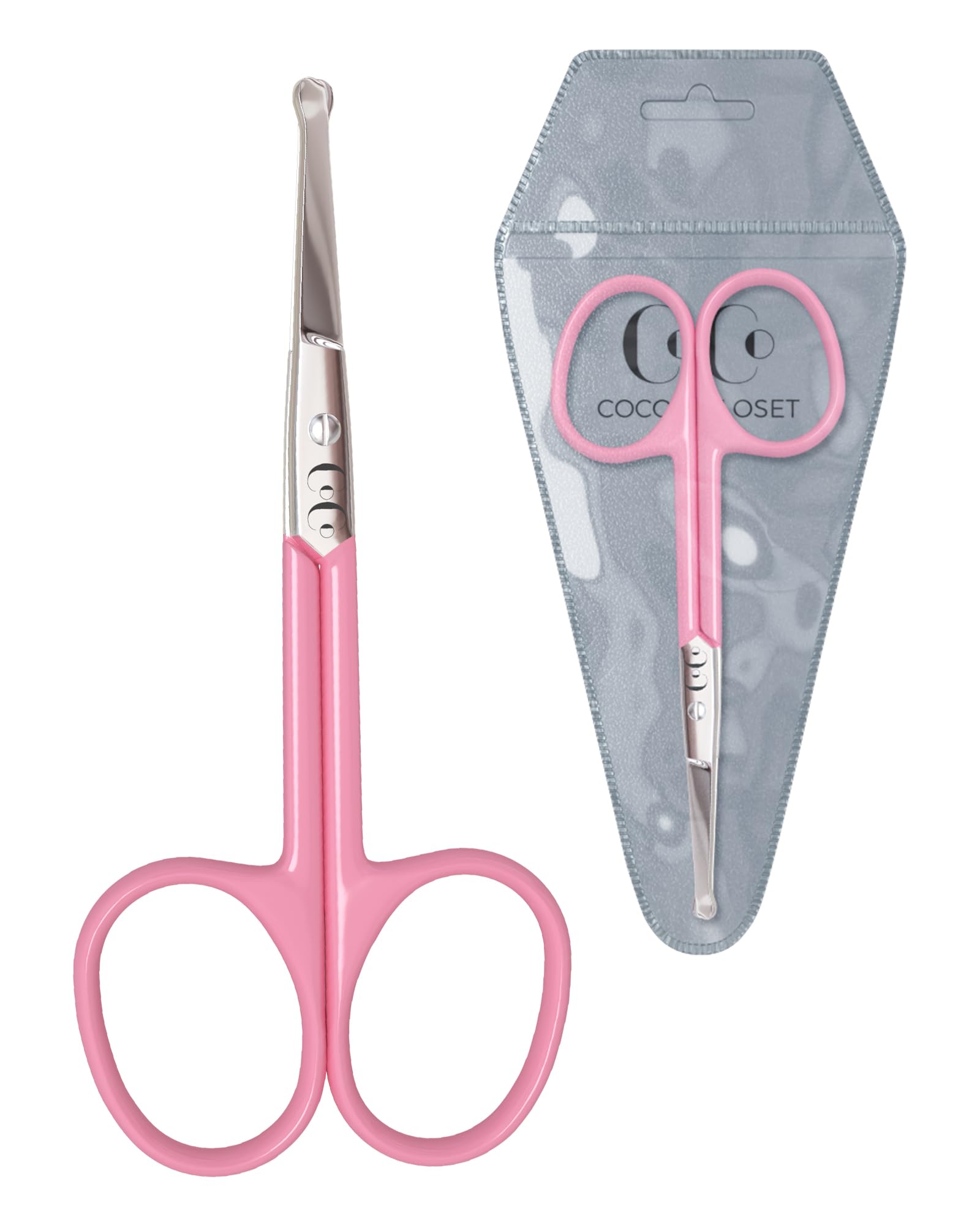 Facial Hair Grooming Scissors for Men & Women – Professional Stainless Steel Nose Hair, Eyebrow & Ear Trimming Shears with Rounded Safety Tips for Mustache, Beard & Brow Grooming