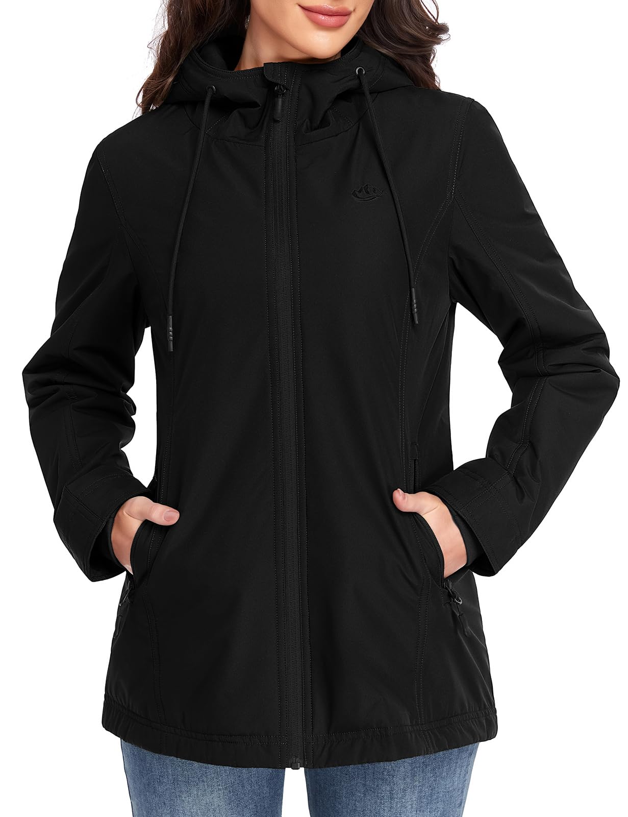 heekpek Veste Femme mi Saison Imperméable avec Capuche Manteau Léger