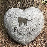 Lathamsea Personalized Dog Pet Memorial Stone, Heart Shaped Dog Cat Pet Grave Marker, Pet Paw...