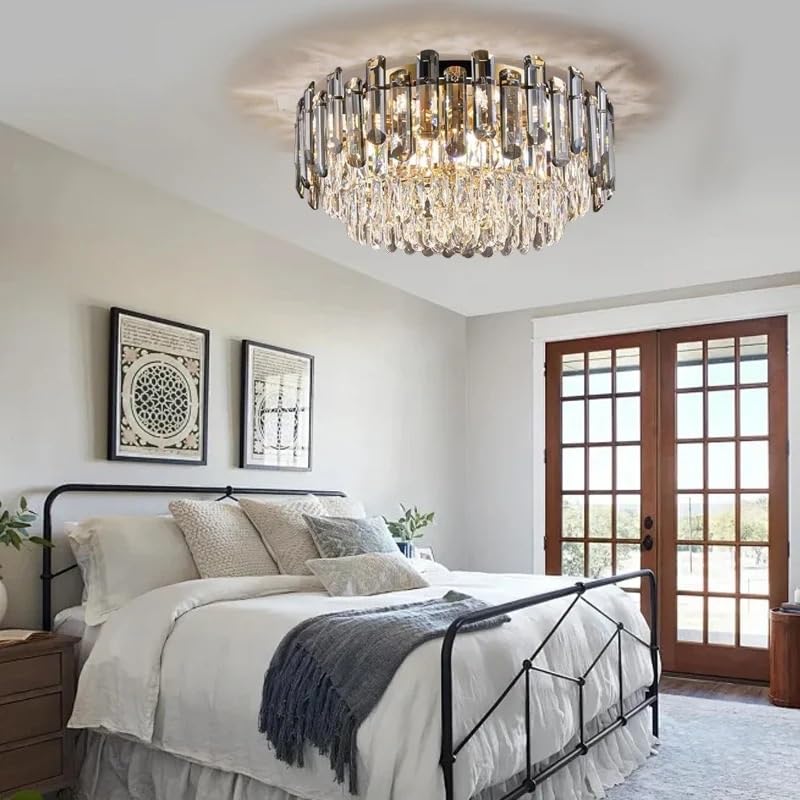 Lampe de plafond en cristal gris moderne luminaire luxe D40cm