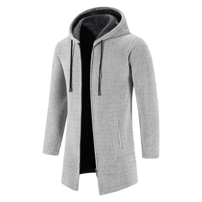 Sudadera de punto con capucha hombre abrigo holgado cómodo invierno 3