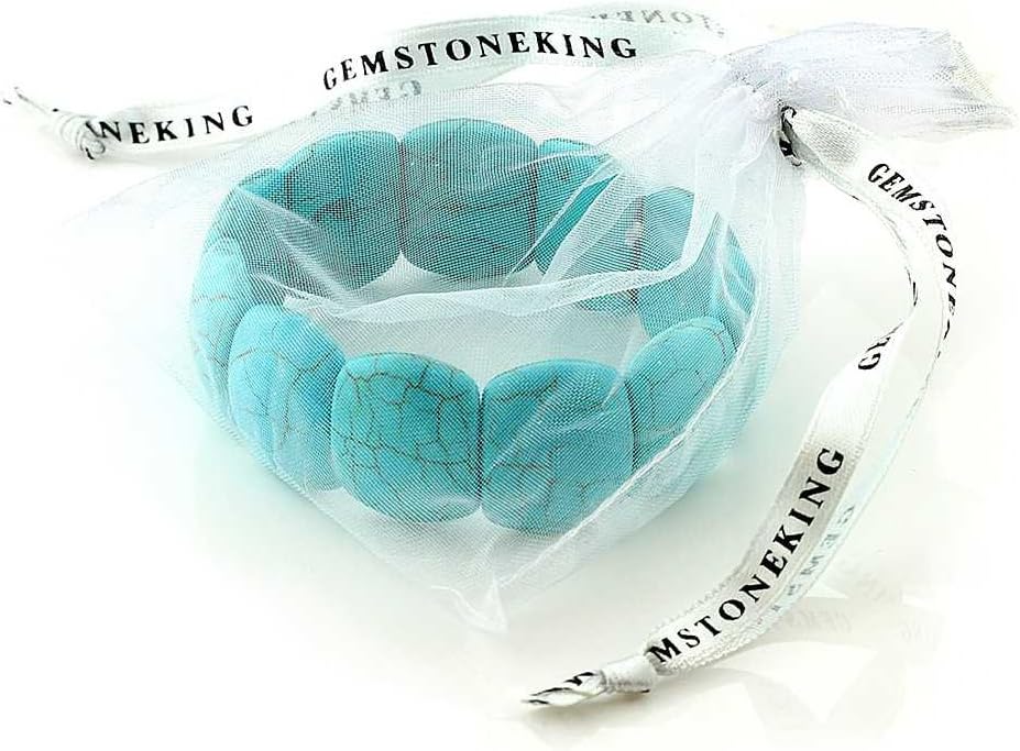 Gem Stone King 7.5 Inch Simulated Turquoise Howlite Beads Stretch Bangle Bracelet For Women 20MM - Image 4