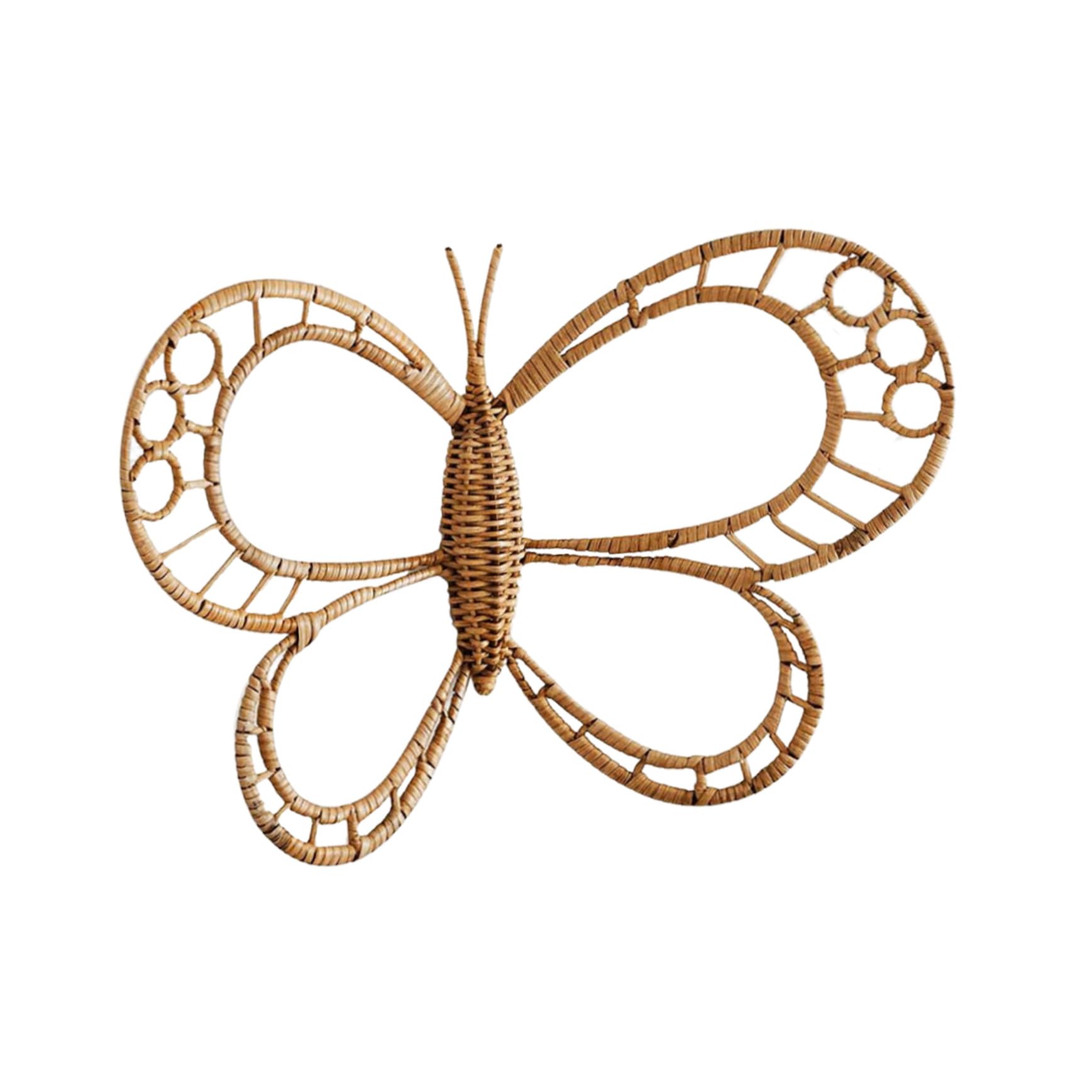Decoración Mural de Ratán con Diseño de Insecto Hierro 1 Pieza Boho Vintage | Gancho Incluido, Instalación Sencilla, Dormitorio Infantil y Jardines, Tejido 3D, Fácil de Colgar