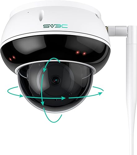 SV3C PTZ Cámara de seguridad WiFi para exteriores, cámara domo inalámbrica de 5MP para interiores con seguimiento automático, visión nocturna