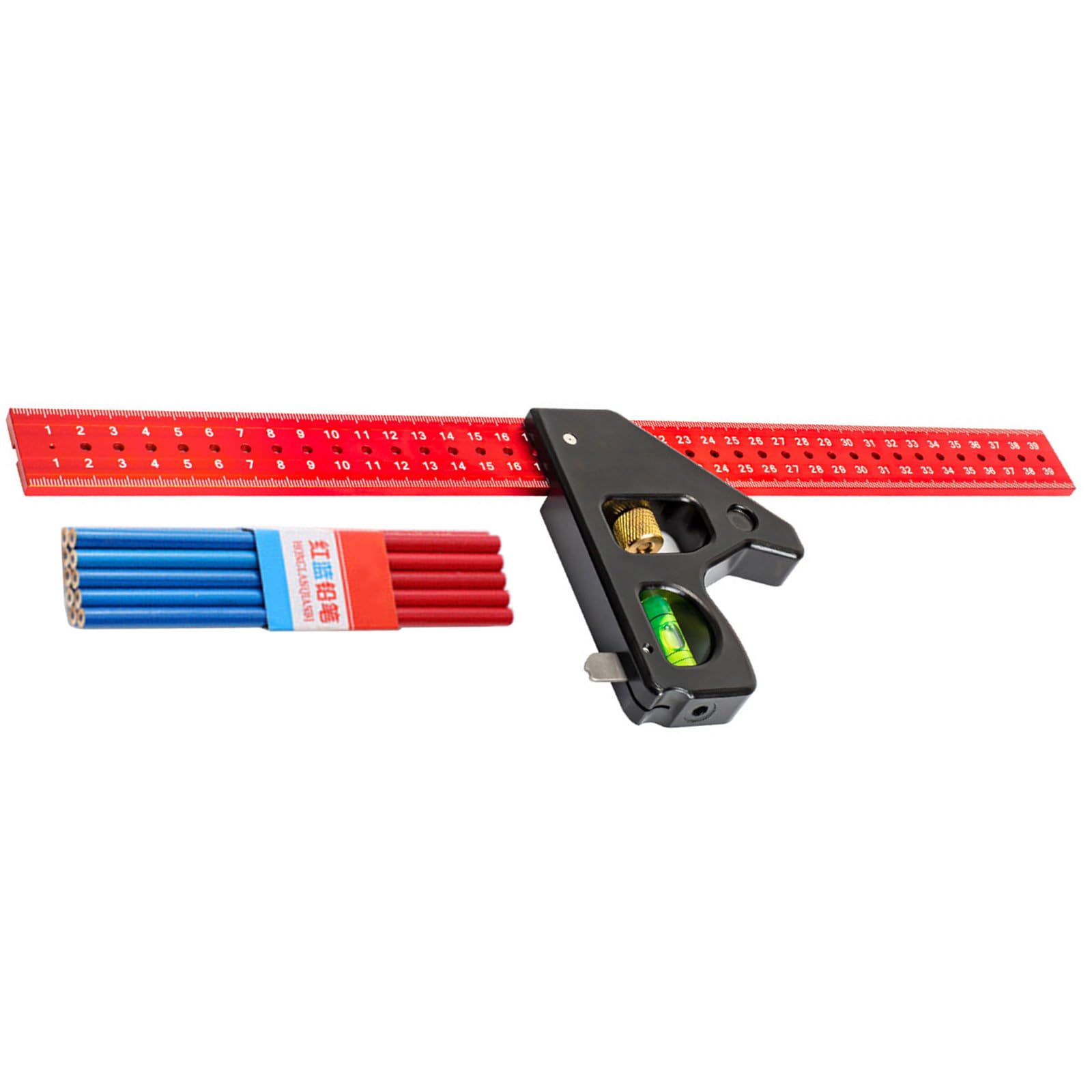Gtylf Essential Woodworking Tool Set Including 300 / 400Mm Adjustable Square With Double Side Metric Scale And Levels Bubble Metric Scale Rulers