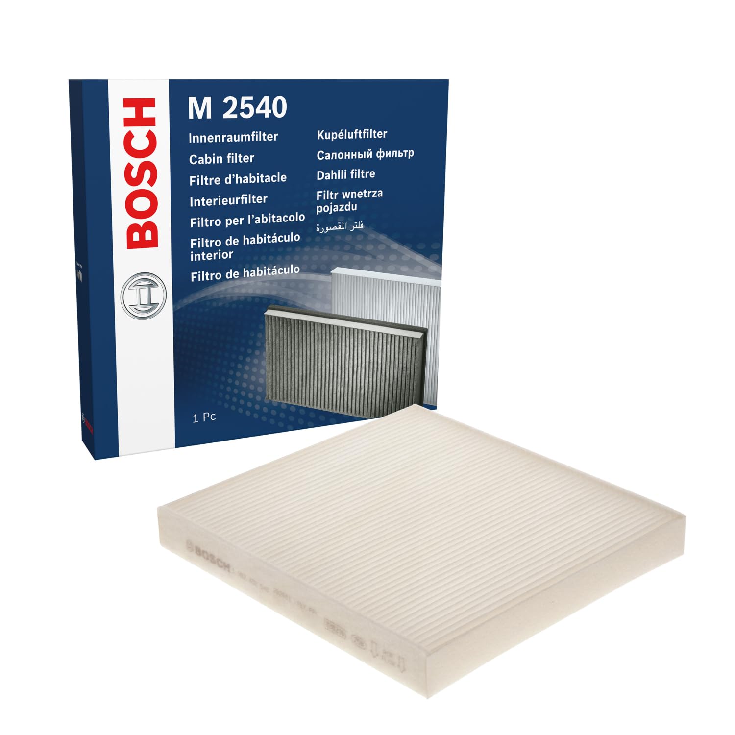 Bosch Filtro Abitacolo Standard M2540, Filtro di Ricambio - Filtra polline e polveri per un'aria più pulita all'interno del veicolo
