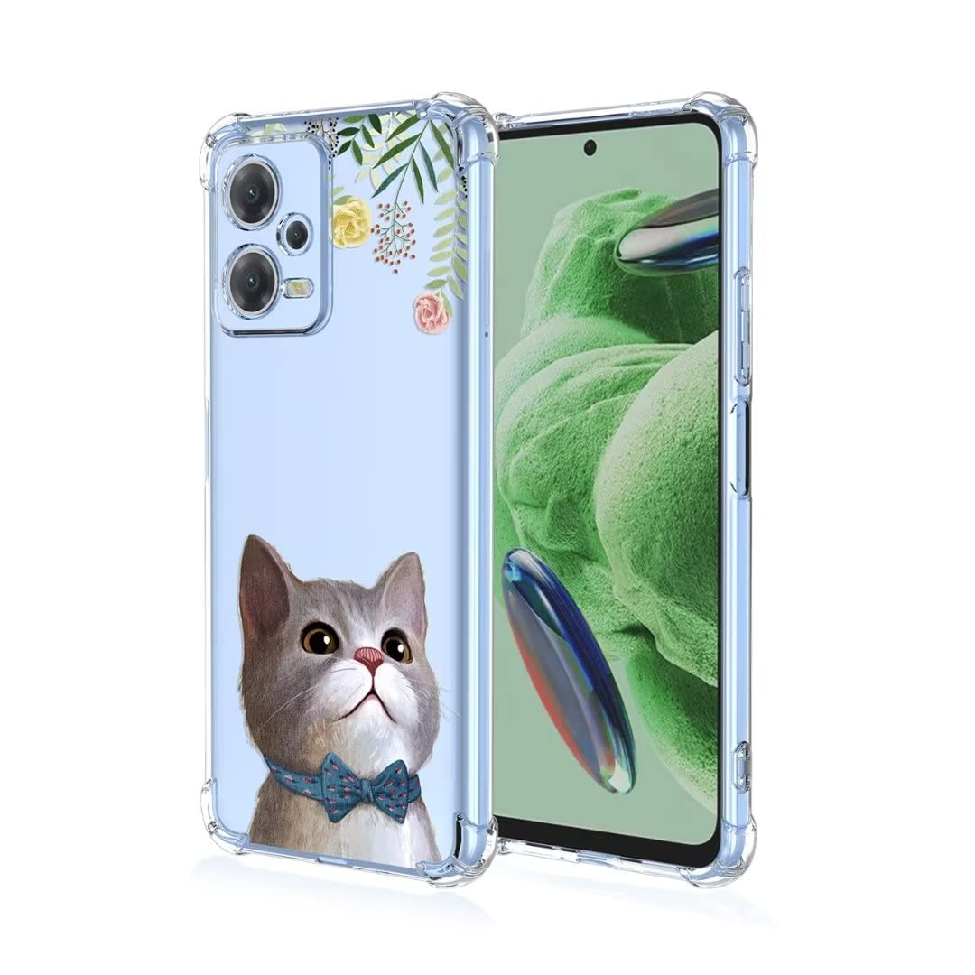 Custodia Morbida TPU Con Motivo Rilievato Per Redmi Note 12 5G / Poco X5 - Trasparente Gatto