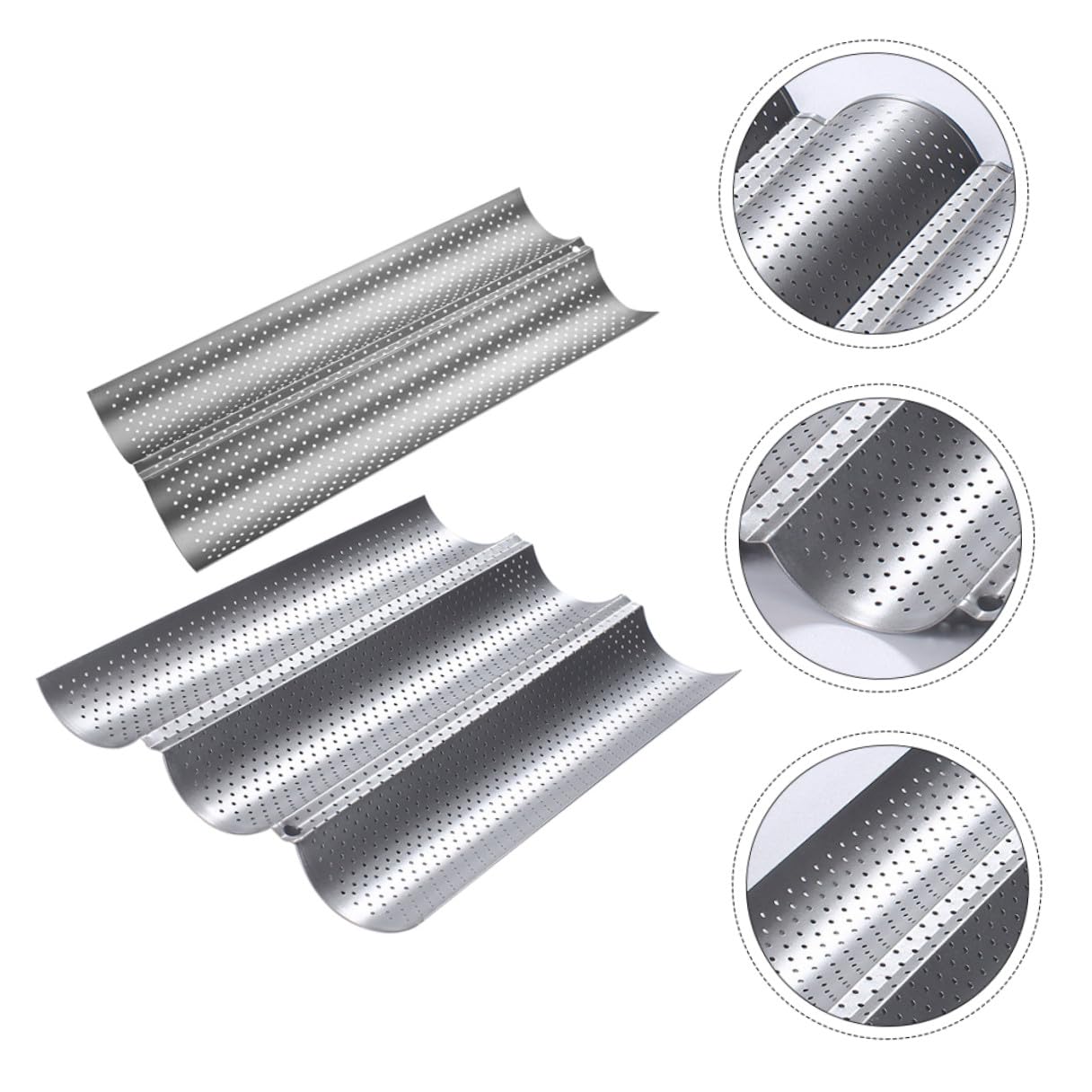 Molde para Hornear Pan de Acero Inoxidable Plata Antiadherente 2 Piezas Diseño de Palo de Onda para Tienda de Pasteles y Repostería