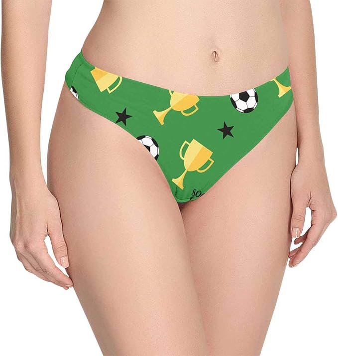 Custom Novelty Soccer Ball and Winner Cup Women's Thongs