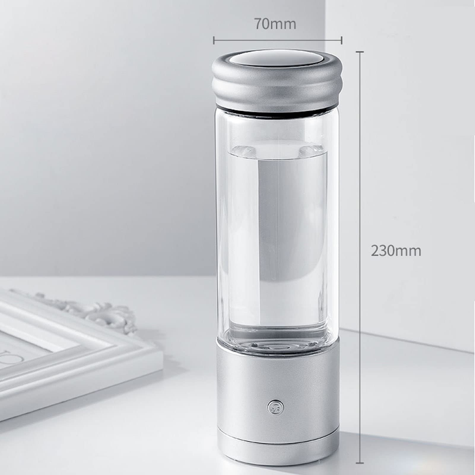 Botella Agua alcalina hidrógeno Generador portátil Agua Rica en hidrógeno Modo ionizador 3 Minutos y 5 Minutos Hace Que Contenido hidrógeno Sea hasta 800-1300 PPB Botella Vidrio Deportiva antioxida