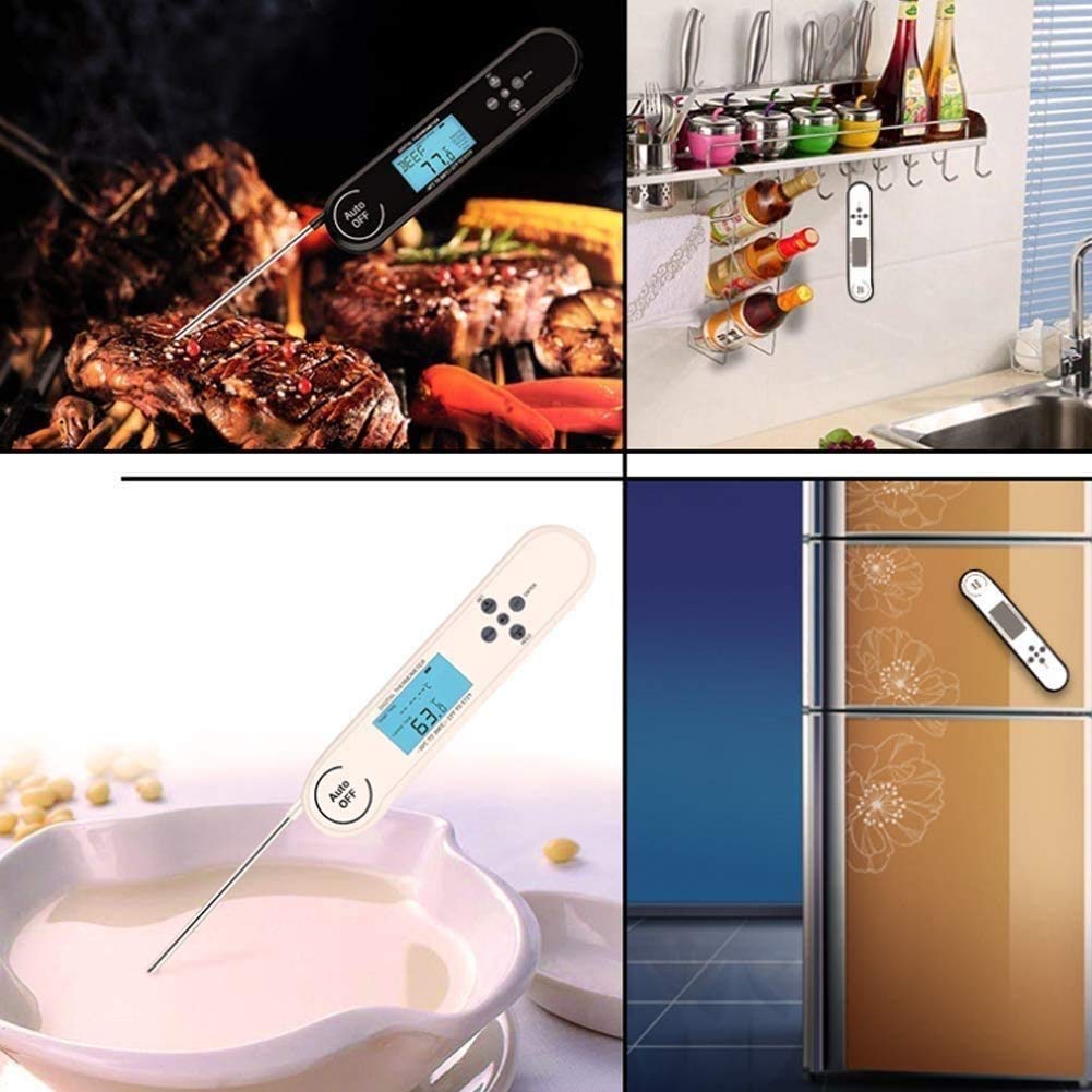 Termometr do mięsa Natychmiastowy odczyt Bezpieczna sonda do piekarnika Cyfrowy termometr do żywności z podświetleniem do gotowania w kuchni Grillowanie Palenie BBQ (kolor: pomarańczowy) (biały)