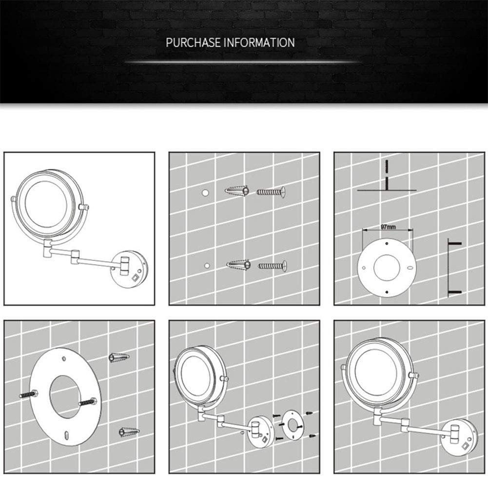 Espejo de maquillaje montado en la pared de 8 pulgadas con aumento, espejo de baño de pared con aumento, giratorio de 360 grados, brazo extensible, redondo, sin luz, para baño (bronce verde