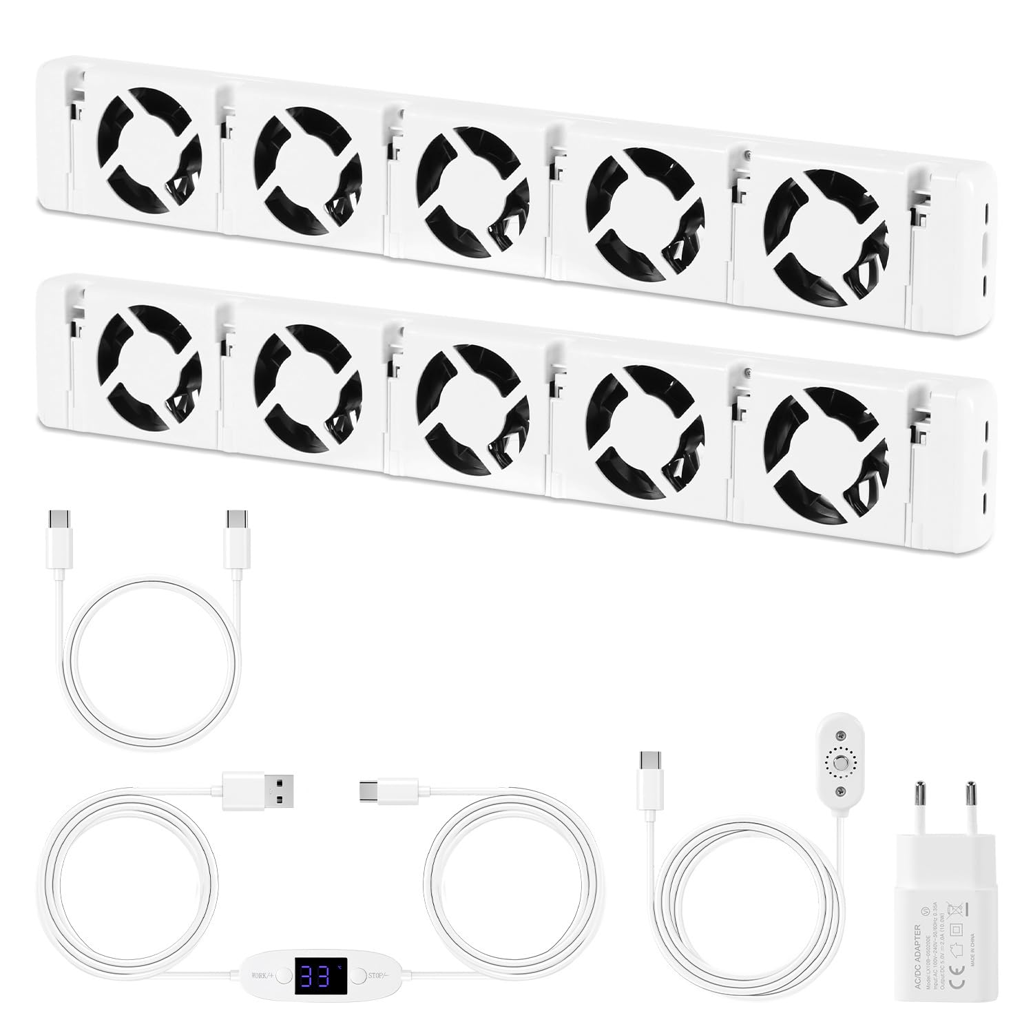 Heizkörper Ventilator mit 5 Verbesserten Lüfte, Heizkörper 2-Stück, ein Smart Heizkörperverstärker für Heizungen, Sparen von Energie und Heizkosten bietet,Weiß