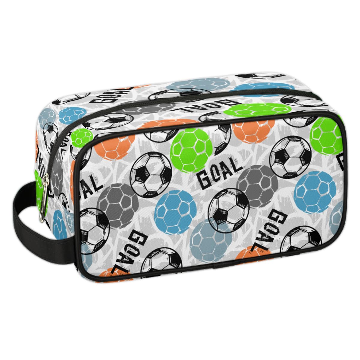 Travel Toiletry Bag for Boys, Soccer Sports Waterproof Hanging Dopp Kit for Men, Shaving Bag with Large Capacity for Travel,Sports Shower