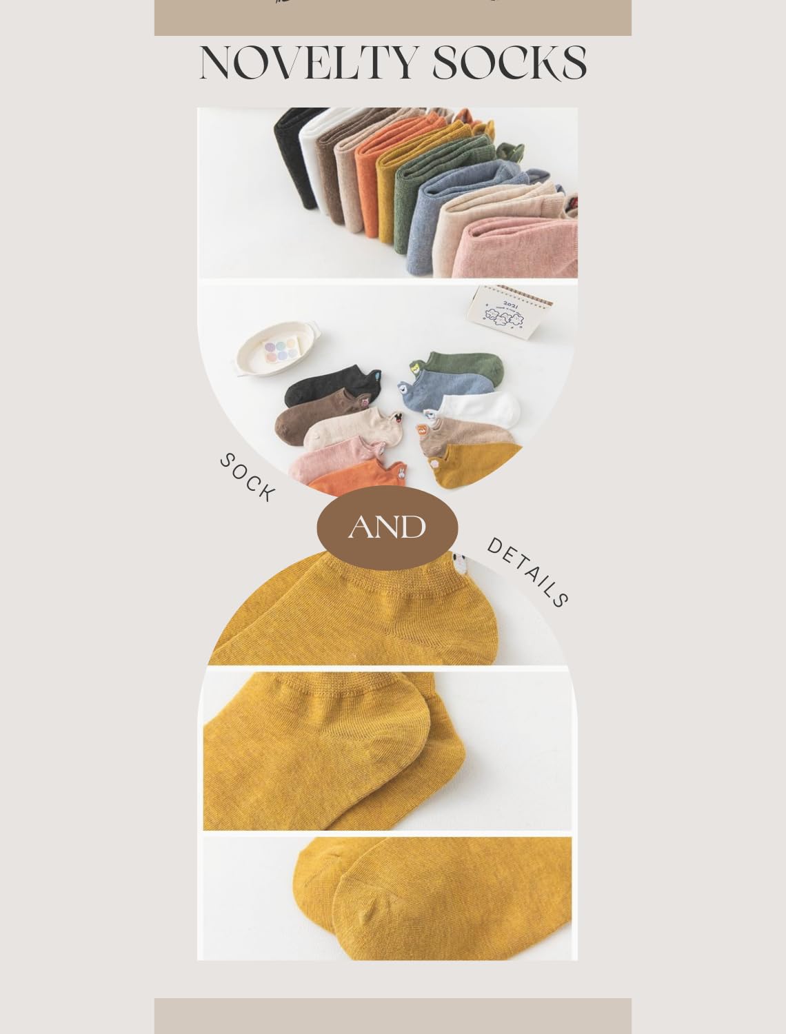 Sporzin Calzini Donna Calzini Donna Corti 10 Paia di Calzini Donna Cotone Calzini Divertenti Calzini Sportivi Donna Calzini Fantasmini Donna - Sorriso,A forma di Cuore,Cucciolo,Animale,Cotone