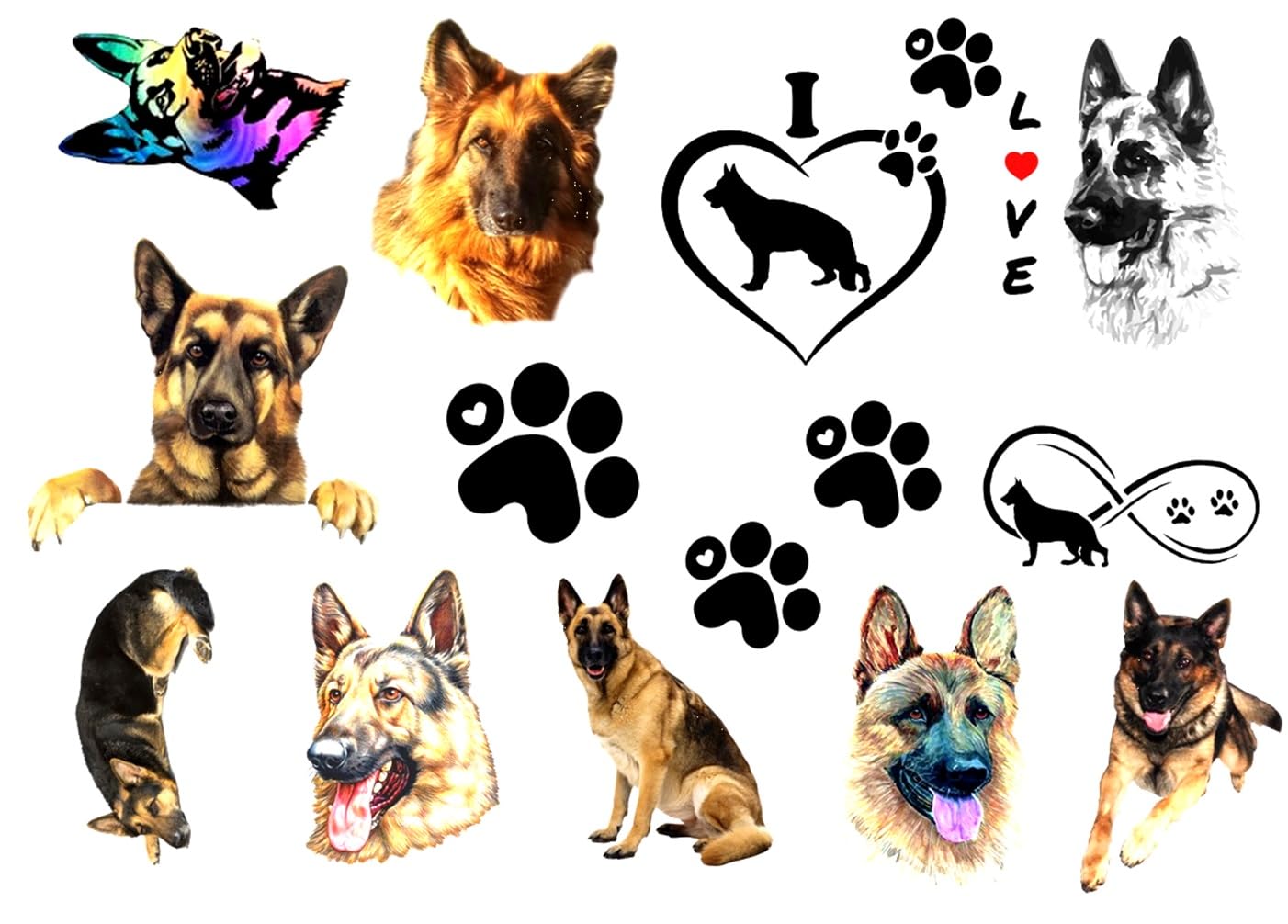 German Shepherd Alsatian Collection (German Shepherd Alsatian - Temporary Tattoos)