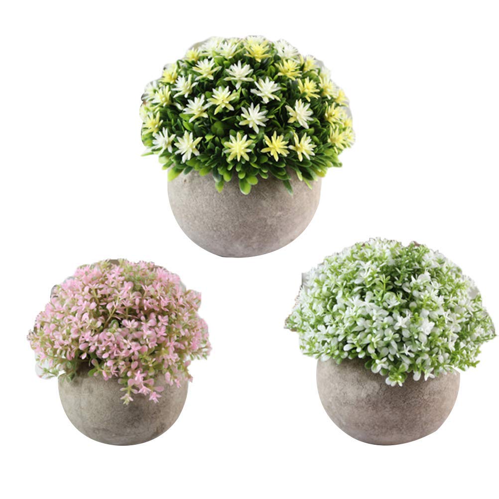 3pcs Mini Plantes Succulentes Artificielles avec Pot pour Maison, Jardin, Cuisine, Mariage l'intérieur et l'extérieur