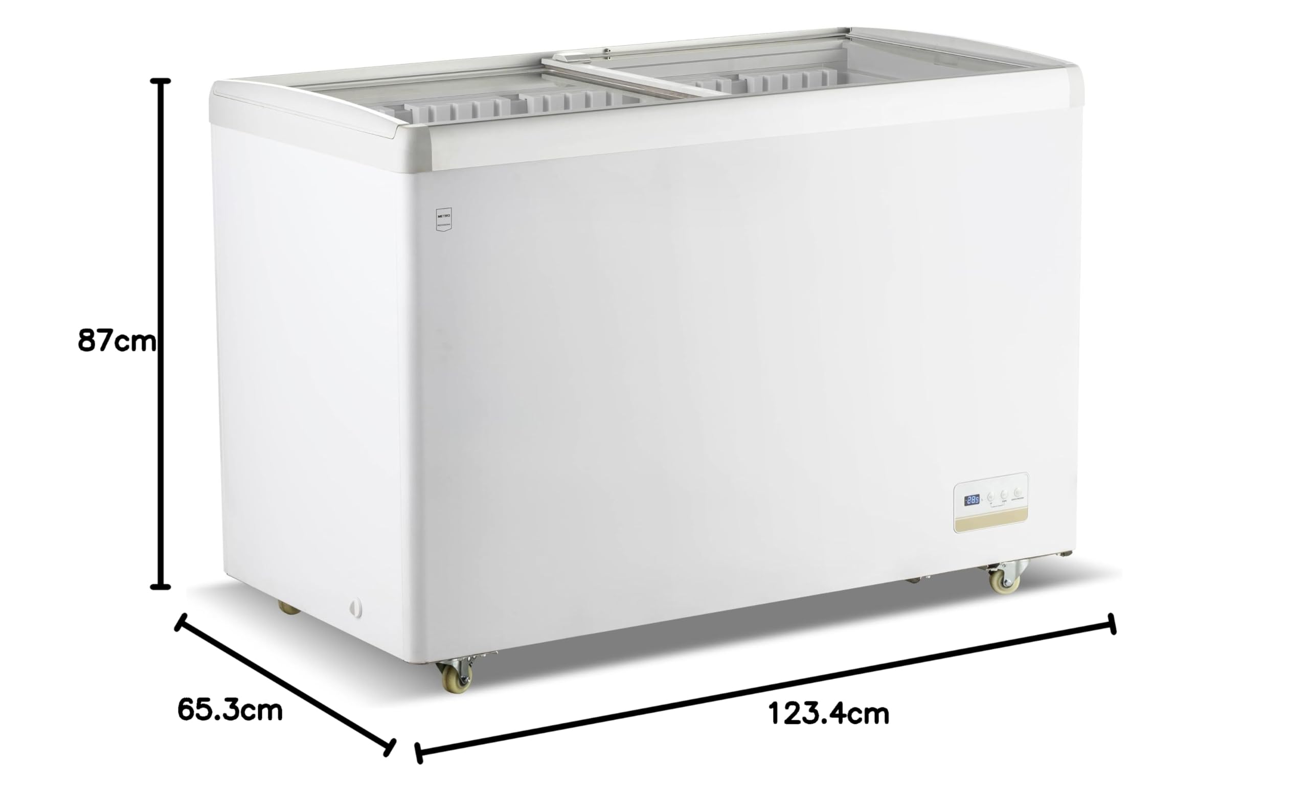 METRO Professional Vetrina Congelatore a Pozzetto GICC1363, 315L, 5 Cestelli, 4 Ruote, Funzione di Congelamento Rapido, Serratura