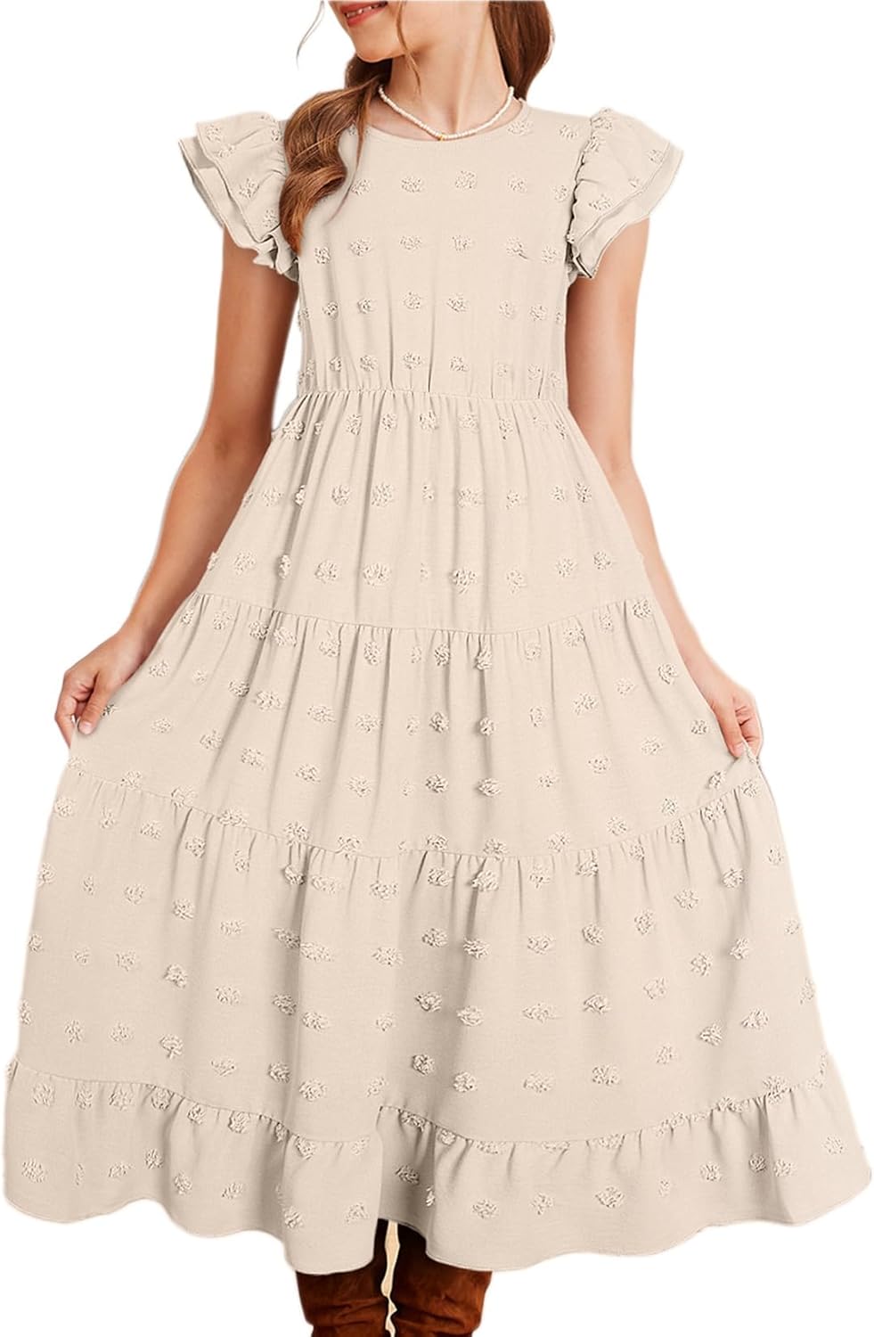 blibean Girls Summer Dress Tween Polka Dots Maxi Pockets Dresses Size 6-16 Years Old