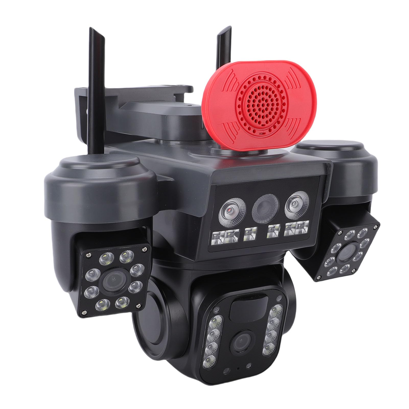 Topiky Caméra de sécurité Solaire à 3 Objectifs, Caméra Extérieure sans Fil WiFi 2,4 GHz avec Batterie 8000 MAh, Détection de Mouvement à 360 Degrés, Reconnaissance Humaine PIR pour