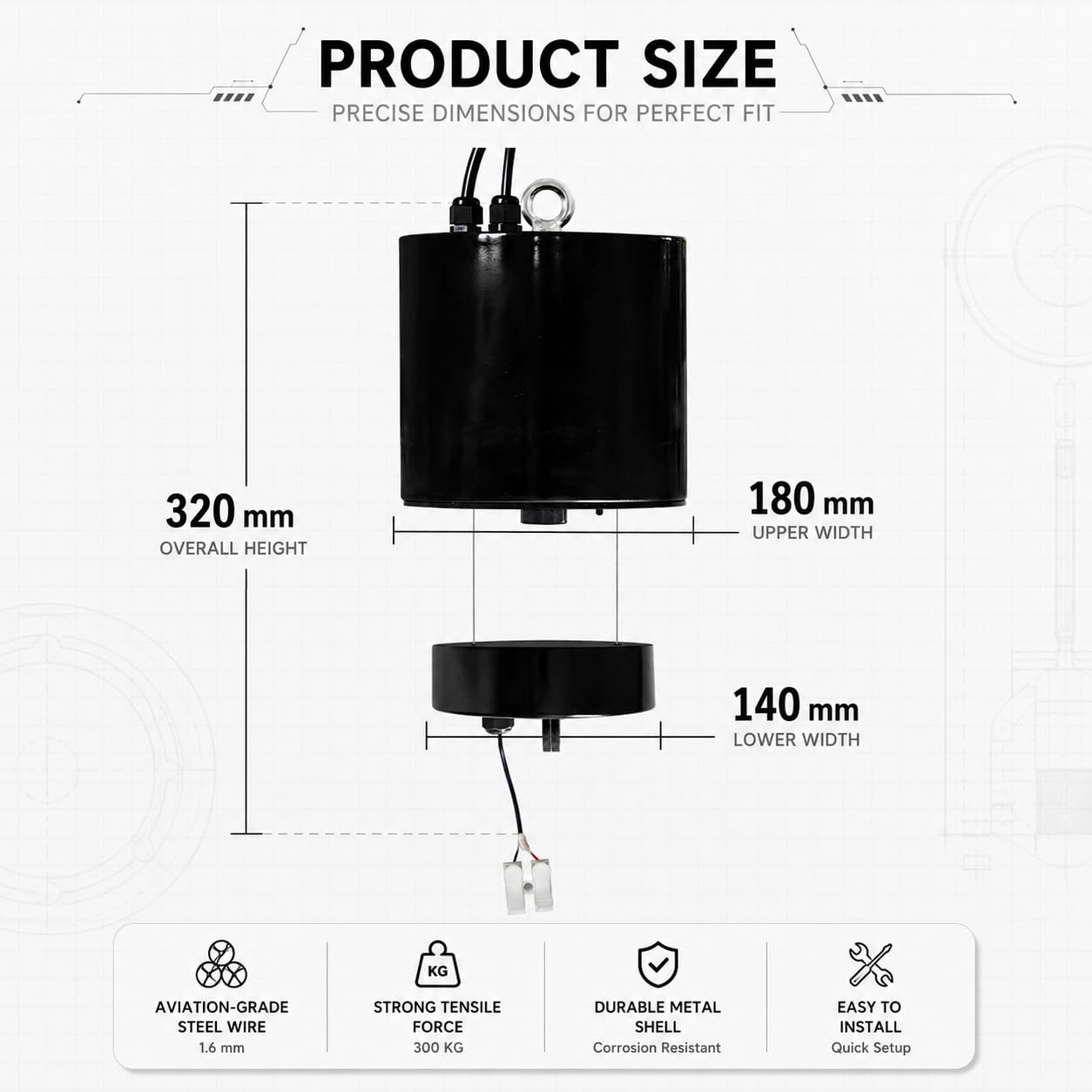 Paranco elettrico per lampadario con telecomando, capacità di carico 10 kg e altezza di sollevamento 15 m, montaggio a soffitto per officine, palestre e spazi commerciali