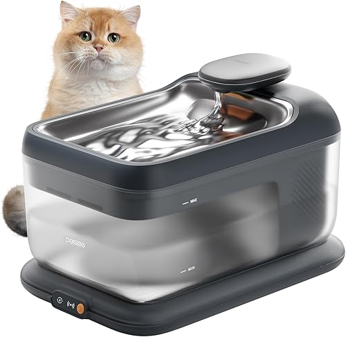 Fuente de agua termostática automática para mascotas, dispensador de agua inalámbrico para mascotas, calefacción automática, 4.5L con bandeja de