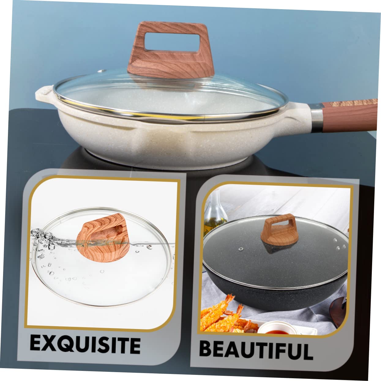 Tapa de Vidrio Templado Utensilios de Cocina de Acero Inoxidable Utensilios de Cocina de Metal Tapa de Olla Tapa de sartén Universal de Acero inoxidable-34CM