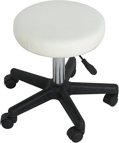 Miniatura 9 de SUPER DEAL Taburetes con ruedas Sillas giratorias Masaje Facial Spa Salon Bar Taburete Silla hidráulica ajustable con ruedas Blanco